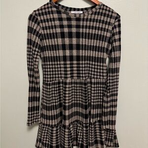 Zara Black and Cream Plaid Kids Dress